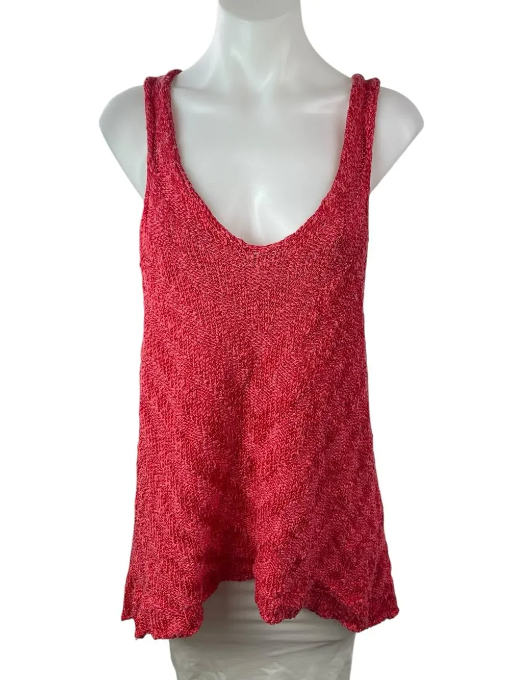 Free People Women's Red Sleeveless Racerback Y2k Boho Tunic Tank Top Size M